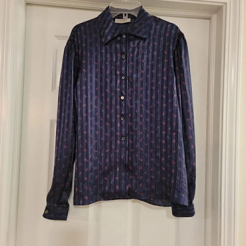 Vintage Evan-Picone retro paisley blouse SZ 6